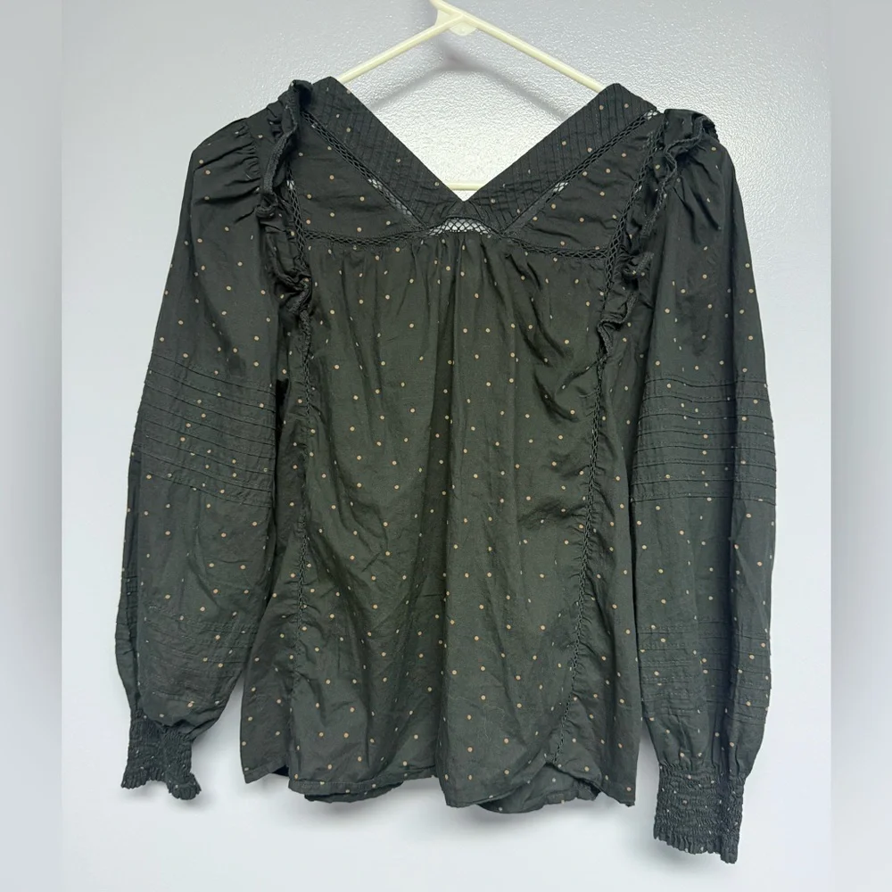Madewell Voile ruffle pin tuck Black top XS - Picture 5 of 16
